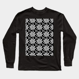 Black and white flower plant pattern Long Sleeve T-Shirt